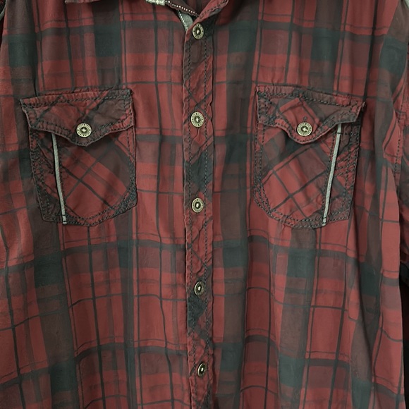 Buckle Black Men’s Athletic Fit Stretch Plaid Button Down Shirt Embroidered XXL - Picture 5 of 13